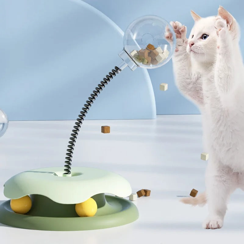 Interactive Slow Feeder Ball On Spring Puzzle Cat Toy